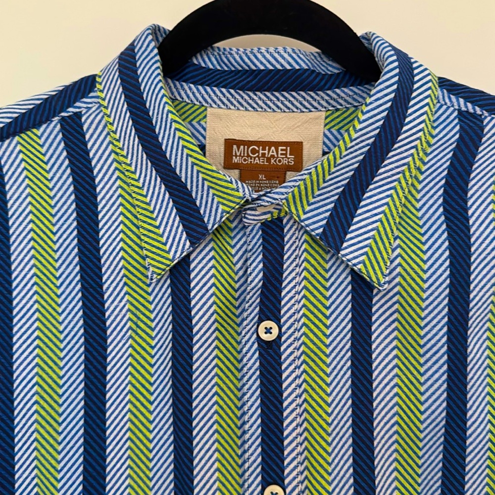 Bold patterned Michael Kors men’s shirt XL 100% cotton EUC